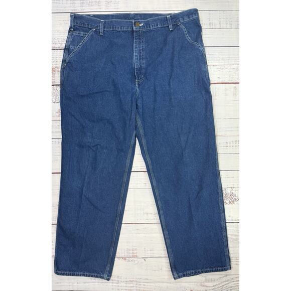 Vintage Carhartt Jeans Mens 42x30 B13-DST Dungaree Carpenter Medium Wash 1995 - Picture 1 of 7